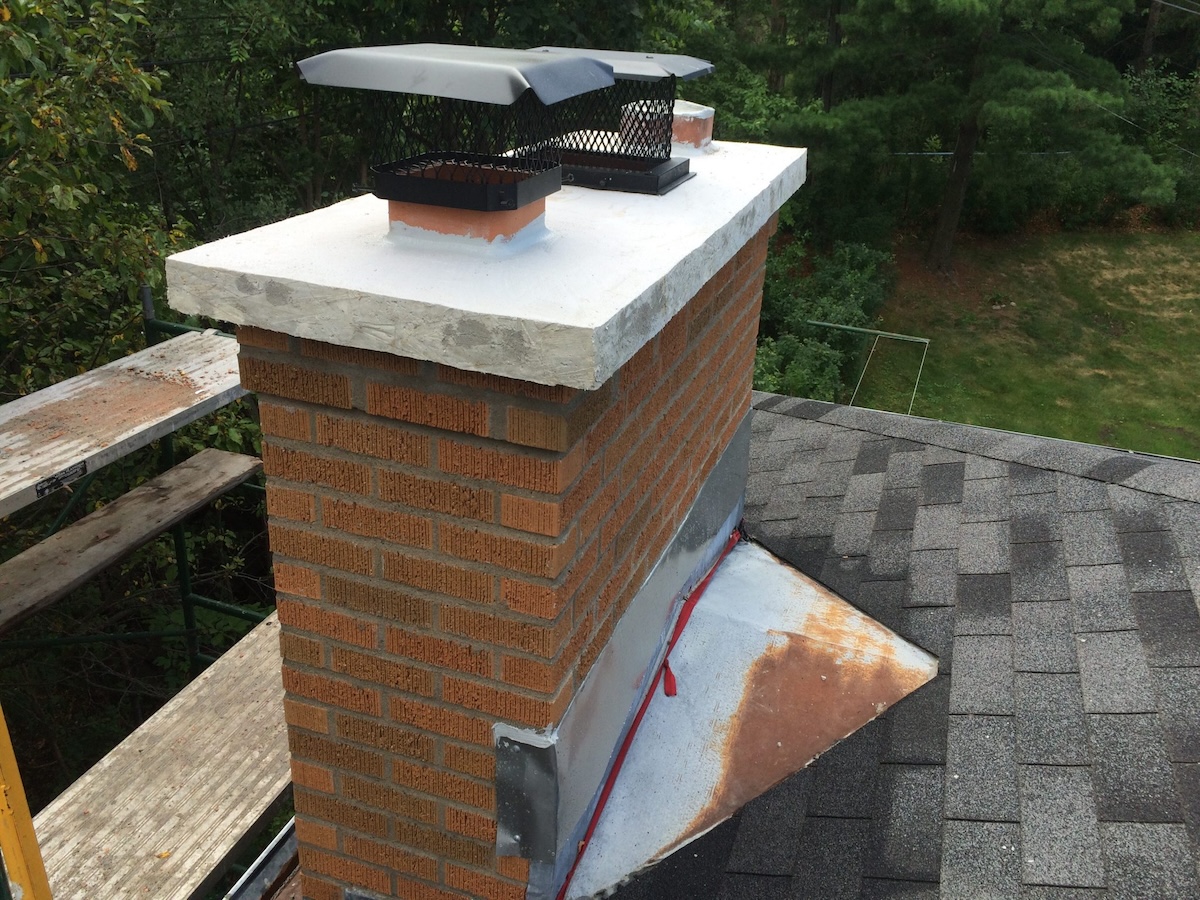 Completed red brick chimney