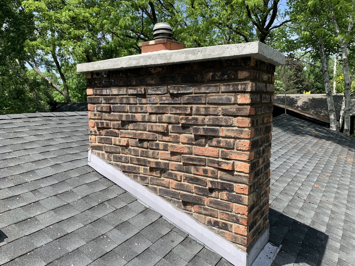 Completed chimney tuckpointing