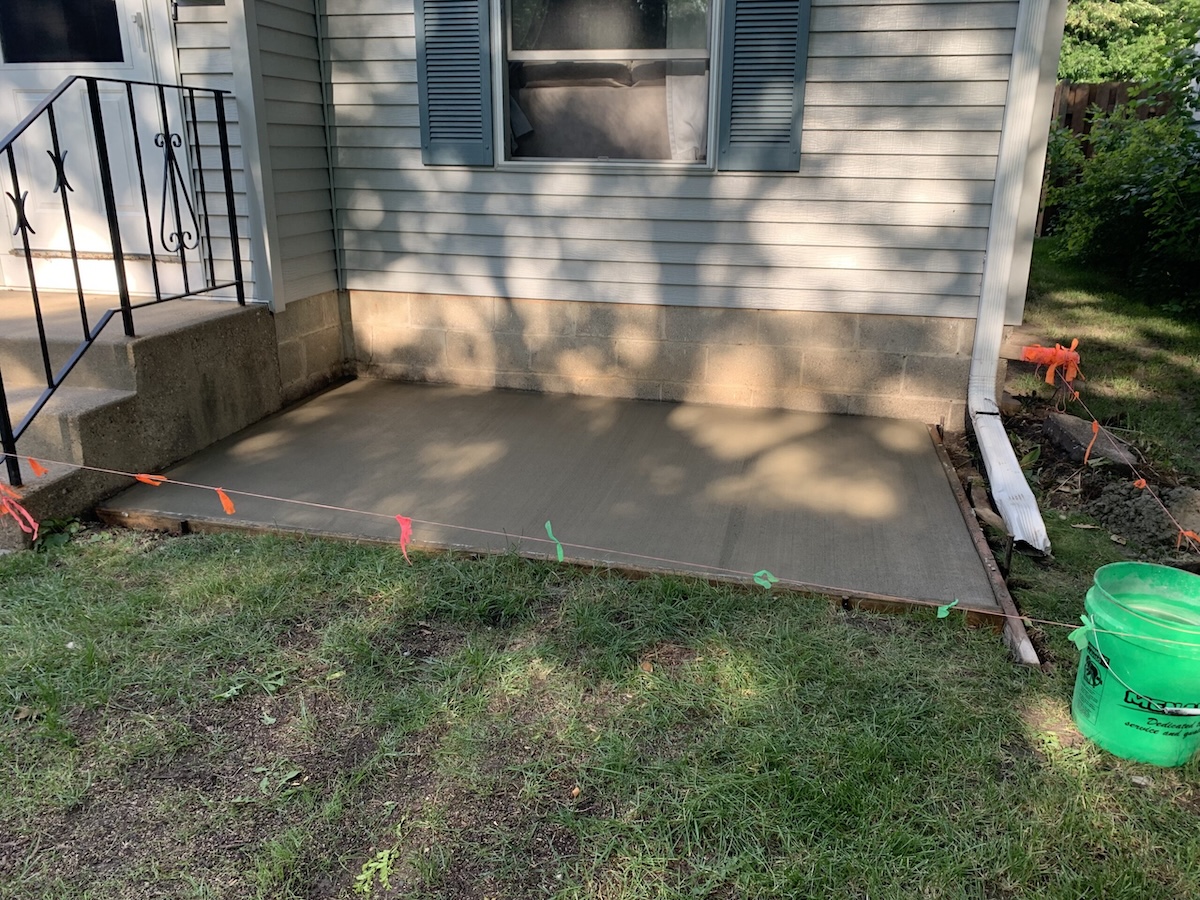 Freshly poured patio
